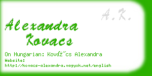 alexandra kovacs business card